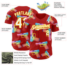 Charger l'image dans la galerie, Custom Red White-Yellow Colorful Firepower 3D Pattern Design Authentic Baseball Jersey
