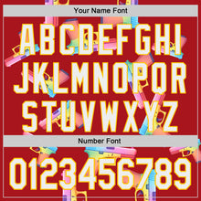 Charger l'image dans la galerie, Custom Red White-Yellow Colorful Firepower 3D Pattern Design Authentic Baseball Jersey
