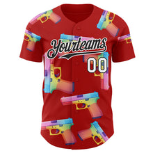 Charger l'image dans la galerie, Custom Red Black-White Colorful Firepower 3D Pattern Design Authentic Baseball Jersey
