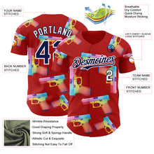 Charger l'image dans la galerie, Custom Red Navy-White Colorful Firepower 3D Pattern Design Authentic Baseball Jersey
