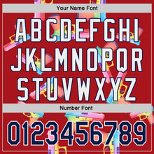 Charger l'image dans la galerie, Custom Red Navy-White Colorful Firepower 3D Pattern Design Authentic Baseball Jersey
