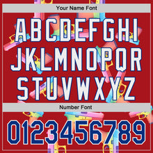 Charger l'image dans la galerie, Custom Red Royal-White Colorful Firepower 3D Pattern Design Authentic Baseball Jersey
