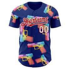 Charger l'image dans la galerie, Custom Royal Red-White Colorful Firepower 3D Pattern Design Authentic Baseball Jersey
