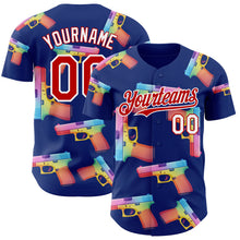 Charger l'image dans la galerie, Custom Royal Red-White Colorful Firepower 3D Pattern Design Authentic Baseball Jersey
