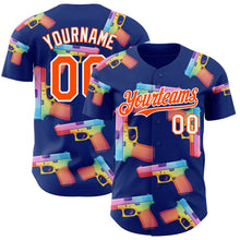 Charger l'image dans la galerie, Custom Royal Orange-White Colorful Firepower 3D Pattern Design Authentic Baseball Jersey
