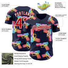 Charger l'image dans la galerie, Custom Navy Red-White Colorful Firepower 3D Pattern Design Authentic Baseball Jersey
