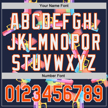 Charger l'image dans la galerie, Custom Navy Orange-White Colorful Firepower 3D Pattern Design Authentic Baseball Jersey
