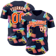 Charger l'image dans la galerie, Custom Navy Orange-White Colorful Firepower 3D Pattern Design Authentic Baseball Jersey
