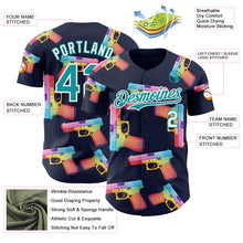 Charger l'image dans la galerie, Custom Navy Teal-White Colorful Firepower 3D Pattern Design Authentic Baseball Jersey
