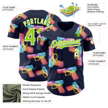 Charger l'image dans la galerie, Custom Navy Neon Green-White Colorful Firepower 3D Pattern Design Authentic Baseball Jersey
