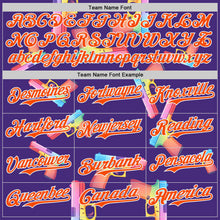 Charger l'image dans la galerie, Custom Purple Orange-White Colorful Firepower 3D Pattern Design Authentic Baseball Jersey

