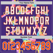 Charger l'image dans la galerie, Custom Purple Orange-White Colorful Firepower 3D Pattern Design Authentic Baseball Jersey

