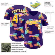 Charger l'image dans la galerie, Custom Purple Gold-White Colorful Firepower 3D Pattern Design Authentic Baseball Jersey
