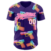 Charger l'image dans la galerie, Custom Purple Pink-White Colorful Firepower 3D Pattern Design Authentic Baseball Jersey

