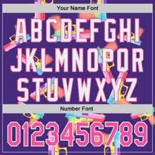 Charger l'image dans la galerie, Custom Purple Pink-White Colorful Firepower 3D Pattern Design Authentic Baseball Jersey
