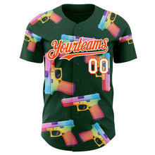 Charger l'image dans la galerie, Custom Green Orange-White Colorful Firepower 3D Pattern Design Authentic Baseball Jersey
