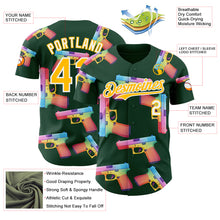 Charger l'image dans la galerie, Custom Green Gold-White Colorful Firepower 3D Pattern Design Authentic Baseball Jersey
