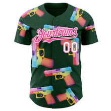 Charger l'image dans la galerie, Custom Green Pink-White Colorful Firepower 3D Pattern Design Authentic Baseball Jersey
