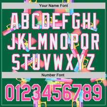 Charger l'image dans la galerie, Custom Kelly Green Pink-White Colorful Firepower 3D Pattern Design Authentic Baseball Jersey
