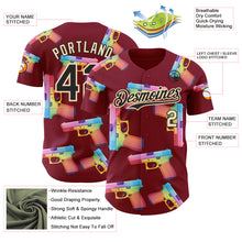 Laden Sie das Bild in den Galerie-Viewer, Custom Crimson Black-Cream Colorful Firepower 3D Pattern Design Authentic Baseball Jersey
