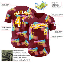 Laden Sie das Bild in den Galerie-Viewer, Custom Crimson Gold-White Colorful Firepower 3D Pattern Design Authentic Baseball Jersey
