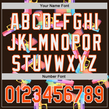 Charger l'image dans la galerie, Custom Brown Orange-White Colorful Firepower 3D Pattern Design Authentic Baseball Jersey
