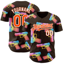 Charger l'image dans la galerie, Custom Brown Orange-White Colorful Firepower 3D Pattern Design Authentic Baseball Jersey
