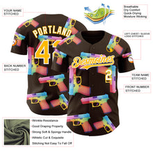 Charger l'image dans la galerie, Custom Brown Gold-White Colorful Firepower 3D Pattern Design Authentic Baseball Jersey
