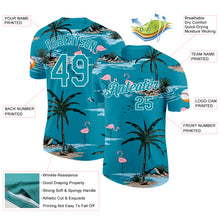 Laden Sie das Bild in den Galerie-Viewer, Custom Teal-White Tropical Hawaii Palm Trees Summer Beach Flamingo Performance T-Shirt
