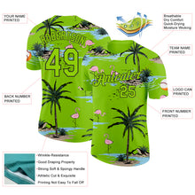Load image into Gallery viewer, Custom Neon Green-Black Tropical Hawaii Palm Trees Summer Beach Flamingo Performance T-Shirt
