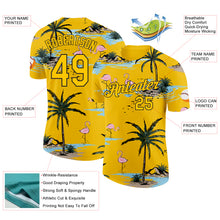 Charger l'image dans la galerie, Custom Yellow-Black Tropical Hawaii Palm Trees Summer Beach Flamingo Performance T-Shirt
