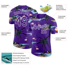 Load image into Gallery viewer, Custom Purple-White Tropical Hawaii Palm Trees Summer Beach Flamingo Performance T-Shirt
