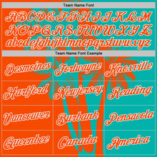 Charger l'image dans la galerie, Custom Aqua Orange-White Hawaii Tropical Coastal Palm Trees Performance T-Shirt

