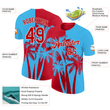 Laden Sie das Bild in den Galerie-Viewer, Custom Sky Blue Red-White Hawaii Tropical Coastal Palm Trees Performance T-Shirt
