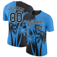 Загрузить изображение в средство просмотра галереи, Custom Powder Blue Black-White Hawaii Tropical Coastal Palm Trees Performance T-Shirt
