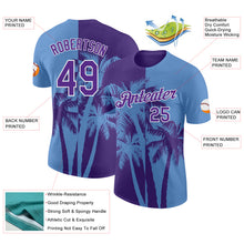 Charger l'image dans la galerie, Custom Light Blue Purple-White Hawaii Tropical Coastal Palm Trees Performance T-Shirt
