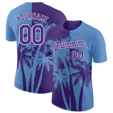 Charger l'image dans la galerie, Custom Light Blue Purple-White Hawaii Tropical Coastal Palm Trees Performance T-Shirt
