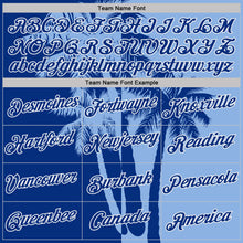 Charger l'image dans la galerie, Custom Light Blue Royal-White Hawaii Tropical Coastal Palm Trees Performance T-Shirt
