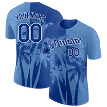 Charger l'image dans la galerie, Custom Light Blue Royal-White Hawaii Tropical Coastal Palm Trees Performance T-Shirt
