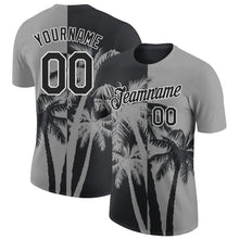 Загрузить изображение в средство просмотра галереи, Custom Gray Black-White Hawaii Tropical Coastal Palm Trees Performance T-Shirt
