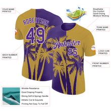Загрузить изображение в средство просмотра галереи, Custom Old Gold Purple-White Hawaii Tropical Coastal Palm Trees Performance T-Shirt
