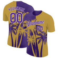Загрузить изображение в средство просмотра галереи, Custom Old Gold Purple-White Hawaii Tropical Coastal Palm Trees Performance T-Shirt
