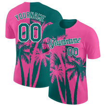 Charger l'image dans la galerie, Custom Pink Teal-White Hawaii Tropical Coastal Palm Trees Performance T-Shirt

