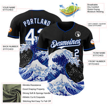 Laden Sie das Bild in den Galerie-Viewer, Custom Black White-Royal Japanese Wave 3D Pattern Design Authentic Baseball Jersey
