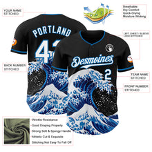 Charger l'image dans la galerie, Custom Black White-Blue Japanese Wave 3D Pattern Design Authentic Baseball Jersey
