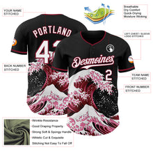 Laden Sie das Bild in den Galerie-Viewer, Custom Black White-Crimson Japanese Wave 3D Pattern Design Authentic Baseball Jersey
