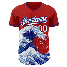 Laden Sie das Bild in den Galerie-Viewer, Custom Red White-Royal Japanese Wave 3D Pattern Design Authentic Baseball Jersey
