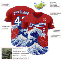 Laden Sie das Bild in den Galerie-Viewer, Custom Red White-Royal Japanese Wave 3D Pattern Design Authentic Baseball Jersey
