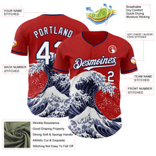 Load image into Gallery viewer, Custom Red White-Navy Japanese Wave 3D Pattern Design Authentic Baseball Jersey
