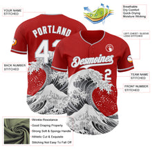 Load image into Gallery viewer, Custom Red White-Gray Japanese Wave 3D Pattern Design Authentic Baseball Jersey
